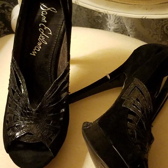 SAVE $100! HOTTEST HEELS by Sam Edelman Leather Suede Embossed Sandal Pump SZ 10 - Picture 3 of 7